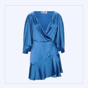 Free People Short 100% Silk Dress Blue XS/S(2/4) Size